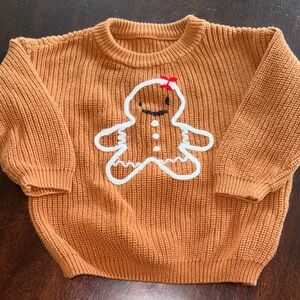 Amazon Kids Gingerbread Sweater in Brown and White with Red Accent
